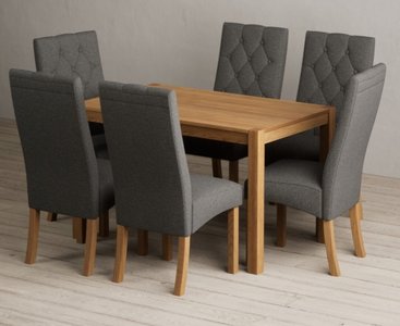View York 120cm solid oak dining table with 4 grey maya chairs View York 120cm solid oak dining table with 4 grey maya chairs