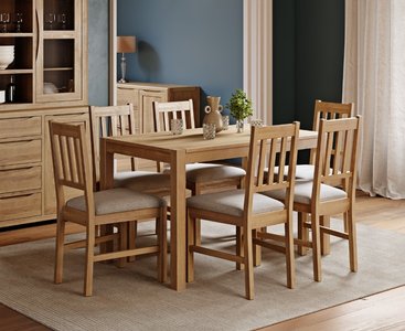 View York 120cm solid oak dining table with 4 light grey york chairs View York 120cm solid oak dining table with 4 light grey york chairs
