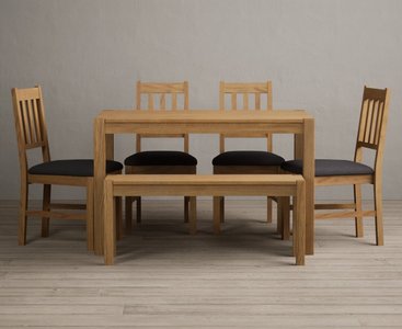 View York 120cm solid oak dining table with 2 linen york chairs with 2 oak benches View York 120cm solid oak dining table with 2 linen york chairs with 2 oak benches