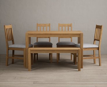View York 120cm solid oak dining table with 2 charcoal grey york chairs with 1 oak bench View York 120cm solid oak dining table with 2 charcoal grey york chairs with 1 oak bench