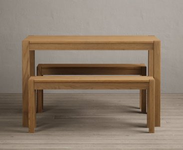 View York 120cm solid oak dining table with 2 oak benches View York 120cm solid oak dining table with 2 oak benches
