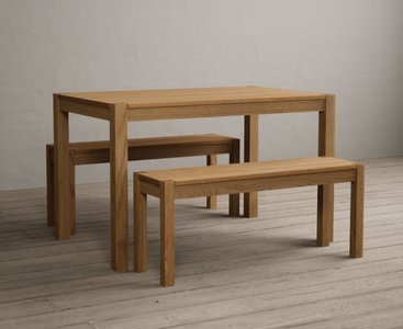 View York 120cm solid oak dining table and 120 oak benches View York 120cm solid oak dining table and 120 oak benches
