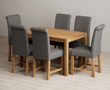 View York 120cm solid oak dining table with 4 blue braced chairs View York 120cm solid oak dining table with 4 blue braced chairs