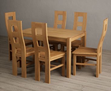 View York 120cm solid oak dining table with 4 oak natural chairs View York 120cm solid oak dining table with 4 oak natural chairs