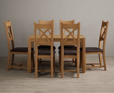 View York 120cm solid oak dining table with 6 oak natural chairs View York 120cm solid oak dining table with 6 oak natural chairs