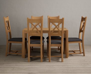View York 120cm solid oak dining table with 6 oak natural chairs View York 120cm solid oak dining table with 6 oak natural chairs