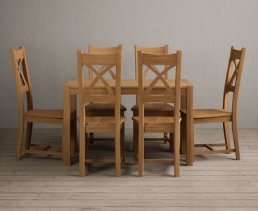 View York 120cm solid oak dining table with 4 oak natural chairs View York 120cm solid oak dining table with 4 oak natural chairs