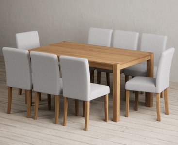 View York 150cm solid oak dining table with 8 grey lila chairs View York 150cm solid oak dining table with 8 grey lila chairs