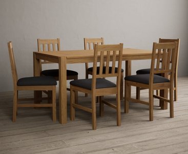 View York 150cm solid oak dining table with 8 charcoal grey york chairs View York 150cm solid oak dining table with 8 charcoal grey york chairs