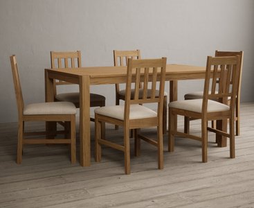 View York 150cm solid oak dining table with 6 light grey york chairs View York 150cm solid oak dining table with 6 light grey york chairs