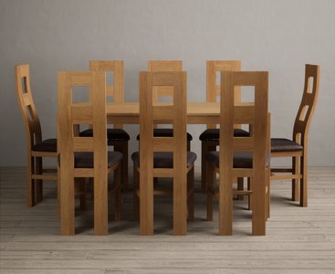 View York 150cm solid oak dining table with 6 oak natural chairs View York 150cm solid oak dining table with 6 oak natural chairs
