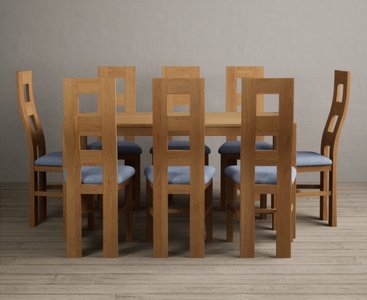 View York 150cm solid oak dining table with 6 oak natural chairs View York 150cm solid oak dining table with 6 oak natural chairs