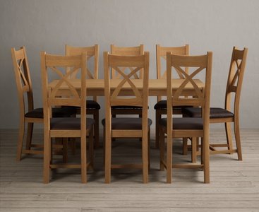 View York 150cm solid oak dining table with 8 oak natural chairs View York 150cm solid oak dining table with 8 oak natural chairs