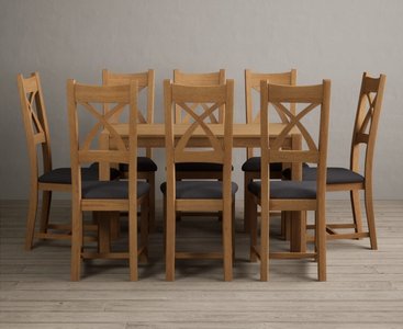 View York 150cm solid oak dining table with 8 oak natural chairs View York 150cm solid oak dining table with 8 oak natural chairs