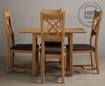 View Extending york 70cm solid oak dining table with 4 brown natural solid oak chairs View Extending york 70cm solid oak dining table with 4 brown natural solid oak chairs