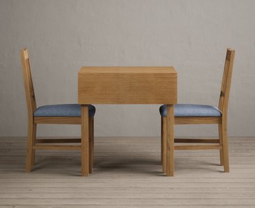 View Extending york 70cm solid oak dining table with 2 blue york chairs View Extending york 70cm solid oak dining table with 2 blue york chairs