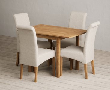 View Extending york 70cm solid oak dining table with 4 natural scroll back chairs View Extending york 70cm solid oak dining table with 4 natural scroll back chairs