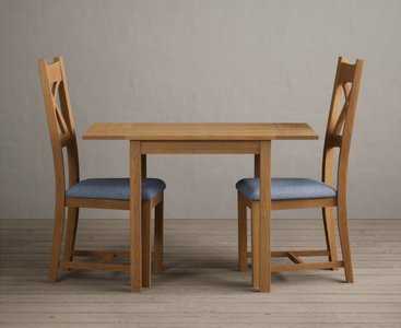 View Extending york 70cm solid oak dining table with 4 blue natural solid oak chairs View Extending york 70cm solid oak dining table with 4 blue natural solid oak chairs