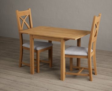 View Extending york 70cm solid oak dining table with 2 light grey natural solid oak chairs View Extending york 70cm solid oak dining table with 2 light grey natural solid oak chairs