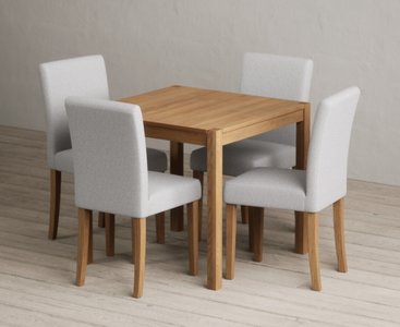 View York 80cm solid oak dining table with 4 grey lila chairs View York 80cm solid oak dining table with 4 grey lila chairs