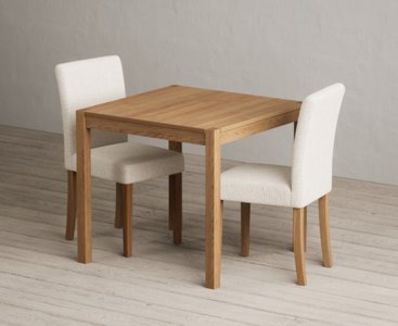 View York 80cm solid oak dining table with 2 natural lila chairs View York 80cm solid oak dining table with 2 natural lila chairs