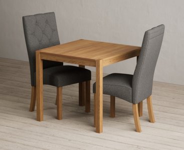 View York 80cm solid oak dining table with 2 grey maya chairs View York 80cm solid oak dining table with 2 grey maya chairs