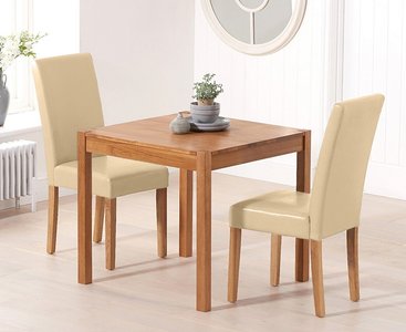 View York 80cm solid oak dining table with 2 black olivia chairs View York 80cm solid oak dining table with 2 black olivia chairs