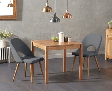 View York 80cm solid oak dining table with 2 grey hudson chairs View York 80cm solid oak dining table with 2 grey hudson chairs