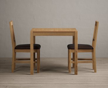 Photo of york 80cm solid oak dining table with 2 brown york chairs