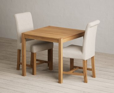 View York 80cm solid oak dining table with 2 natural braced chairs View York 80cm solid oak dining table with 2 natural braced chairs
