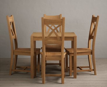 View York 80cm solid oak dining table with 2 oak natural chairs View York 80cm solid oak dining table with 2 oak natural chairs