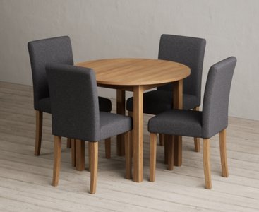 View Extending york 90cm solid oak dining table with 4 charcoal lila chairs View Extending york 90cm solid oak dining table with 4 charcoal lila chairs