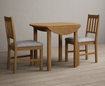 View Extending york 90cm solid oak dining table with 2 light grey york chairs View Extending york 90cm solid oak dining table with 2 light grey york chairs
