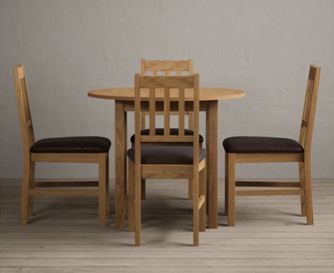 View Extending york 90cm solid oak dining table with 4 brown york chairs View Extending york 90cm solid oak dining table with 4 brown york chairs