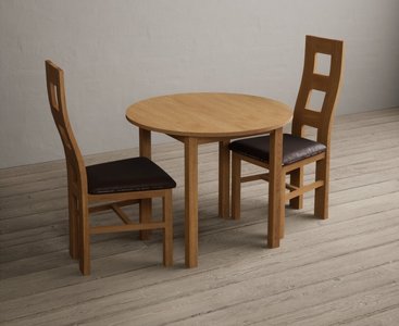 View Extending york 90cm solid oak dining table with 2 brown natural chairs View Extending york 90cm solid oak dining table with 2 brown natural chairs