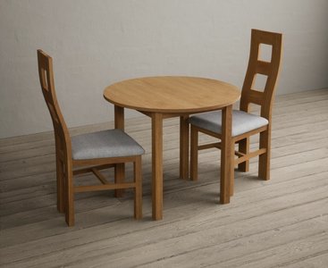 View Extending york 90cm solid oak dining table with 2 light grey natural chairs View Extending york 90cm solid oak dining table with 2 light grey natural chairs