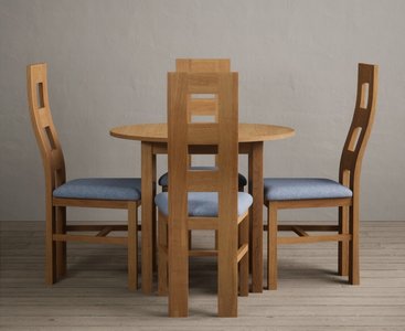 View Extending york 90cm solid oak dining table with 4 blue natural chairs View Extending york 90cm solid oak dining table with 4 blue natural chairs