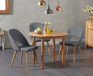 View Extending york 90cm solid oak dining table with 2 grey hudson chairs View Extending york 90cm solid oak dining table with 2 grey hudson chairs