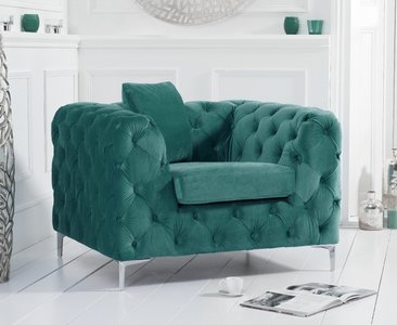 View Alara green velvet armchair View Alara green velvet armchair