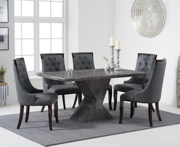 View Aaron 160cm marble grey dining table with 8 grey francesca chairs View Aaron 160cm marble grey dining table with 8 grey francesca chairs