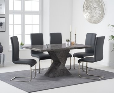 View Aaron 160cm marble grey dining table with 8 grey austin chairs View Aaron 160cm marble grey dining table with 8 grey austin chairs