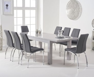 View Extending seattle 160cm light grey high gloss dining table with 4 grey marco chairs View Extending seattle 160cm light grey high gloss dining table with 4 grey marco chairs