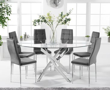 View Bernini 165cm oval glass dining table with 8 grey angelo chairs View Bernini 165cm oval glass dining table with 8 grey angelo chairs