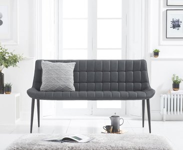 View Larson grey faux leather bench View Larson grey faux leather bench
