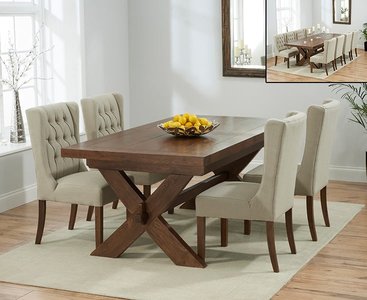 View Extending buckley 200cm dark oak dining table with 10 natural darcy chairs View Extending buckley 200cm dark oak dining table with 10 natural darcy chairs