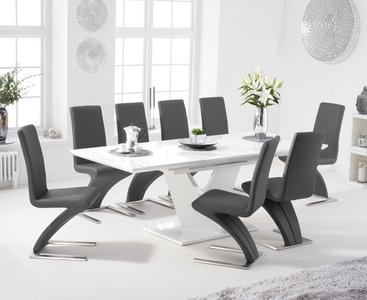 View Extending vittorio 160cm white high gloss dining table with 4 white aldo chairs View Extending vittorio 160cm white high gloss dining table with 4 white aldo chairs