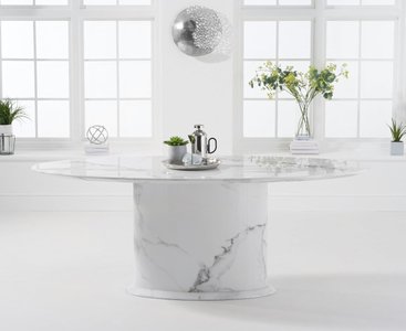 View Colby 200cm white oval marble dining table View Colby 200cm white oval marble dining table