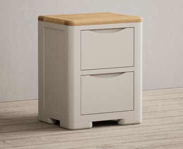 View Alba oak and soft white painted 2 drawer bedside chest View Alba oak and soft white painted 2 drawer bedside chest