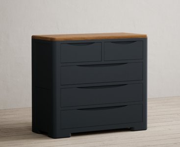 View Pembridge oak and dark blue painted 2 over 3 chest of drawers View Pembridge oak and dark blue painted 2 over 3 chest of drawers