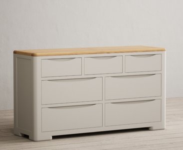 View Alba oak and soft white painted wide chest of drawers View Alba oak and soft white painted wide chest of drawers